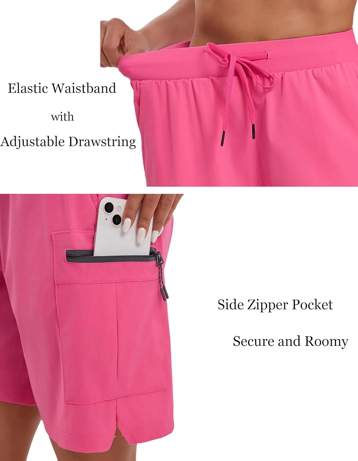 Oalka Women's Hiking Shorts Lightweight Zipper Pockets Cargo Quick Dry Summer Shorts