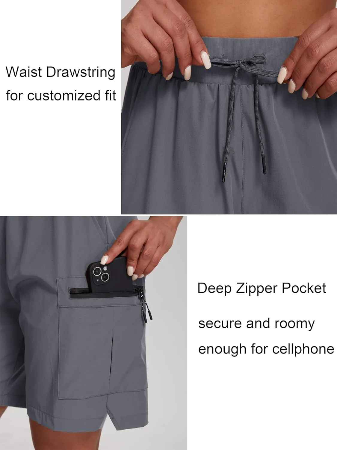 Oalka Women's Hiking Shorts Lightweight Zipper Pockets Cargo Quick Dry Summer Shorts