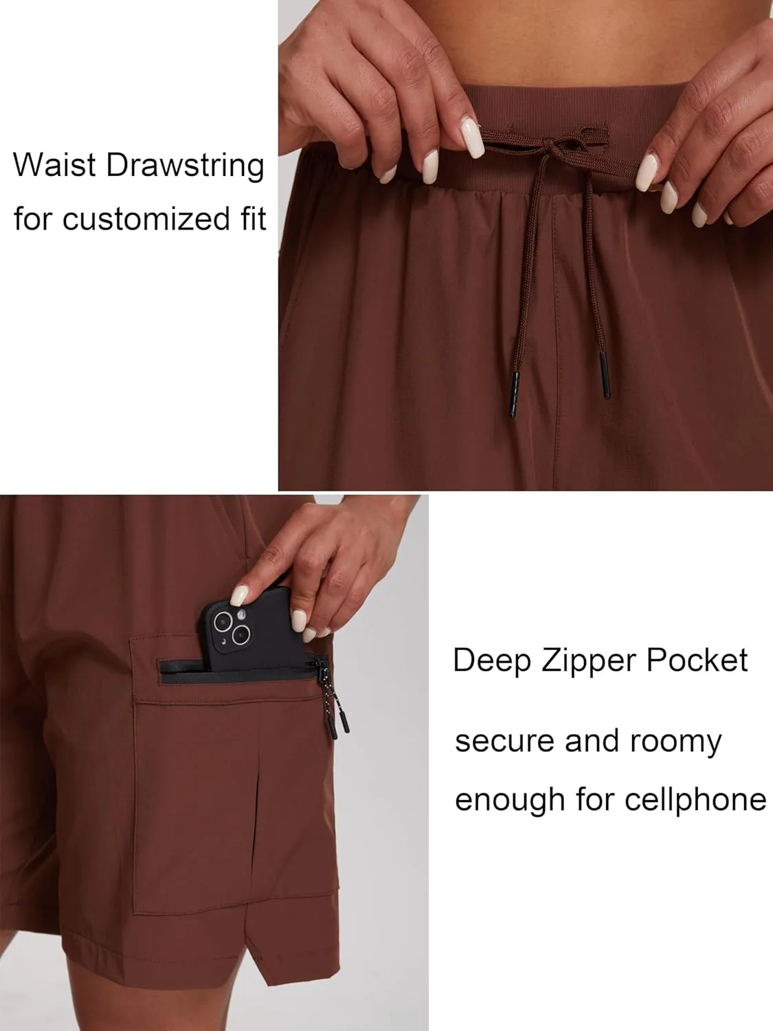 Oalka Women's Hiking Shorts Lightweight Zipper Pockets Cargo Quick Dry Summer Shorts