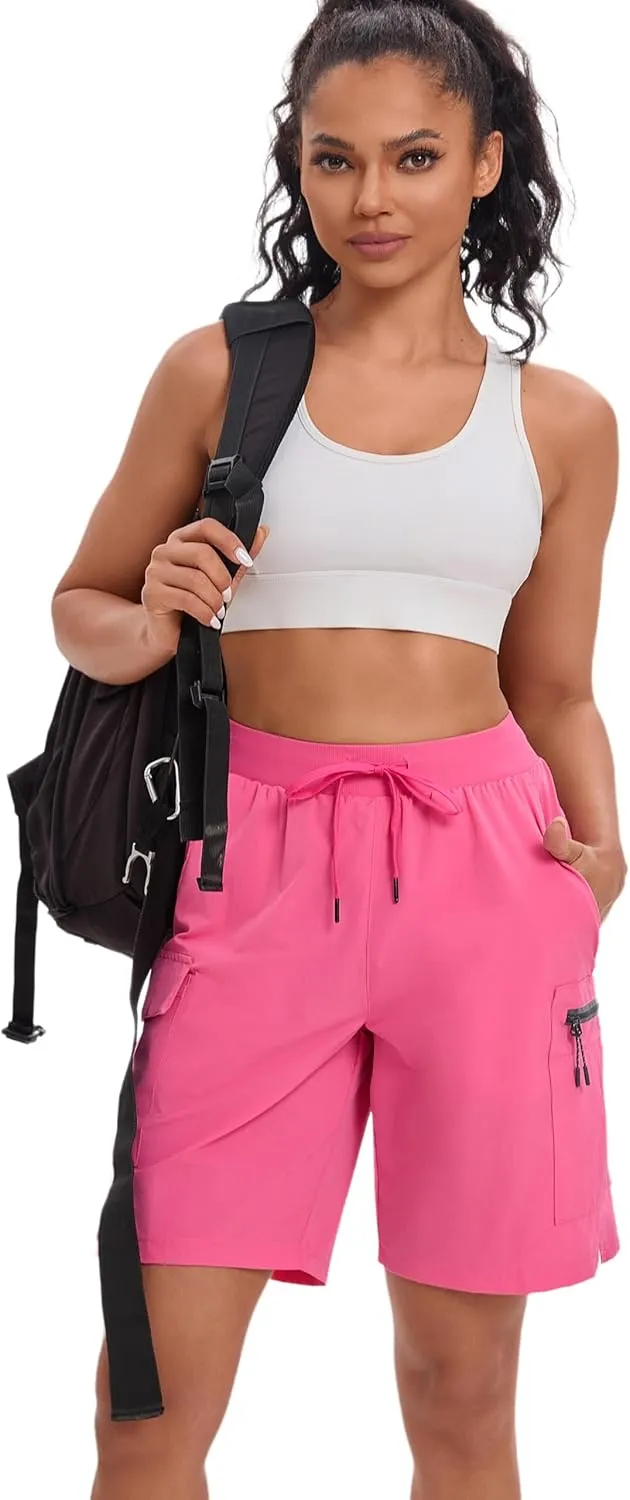 Oalka Women's Hiking Shorts Lightweight Zipper Pockets Cargo Quick Dry Summer Shorts