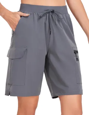 Oalka Women's Hiking Shorts Lightweight Zipper Pockets Cargo Quick Dry Summer Shorts