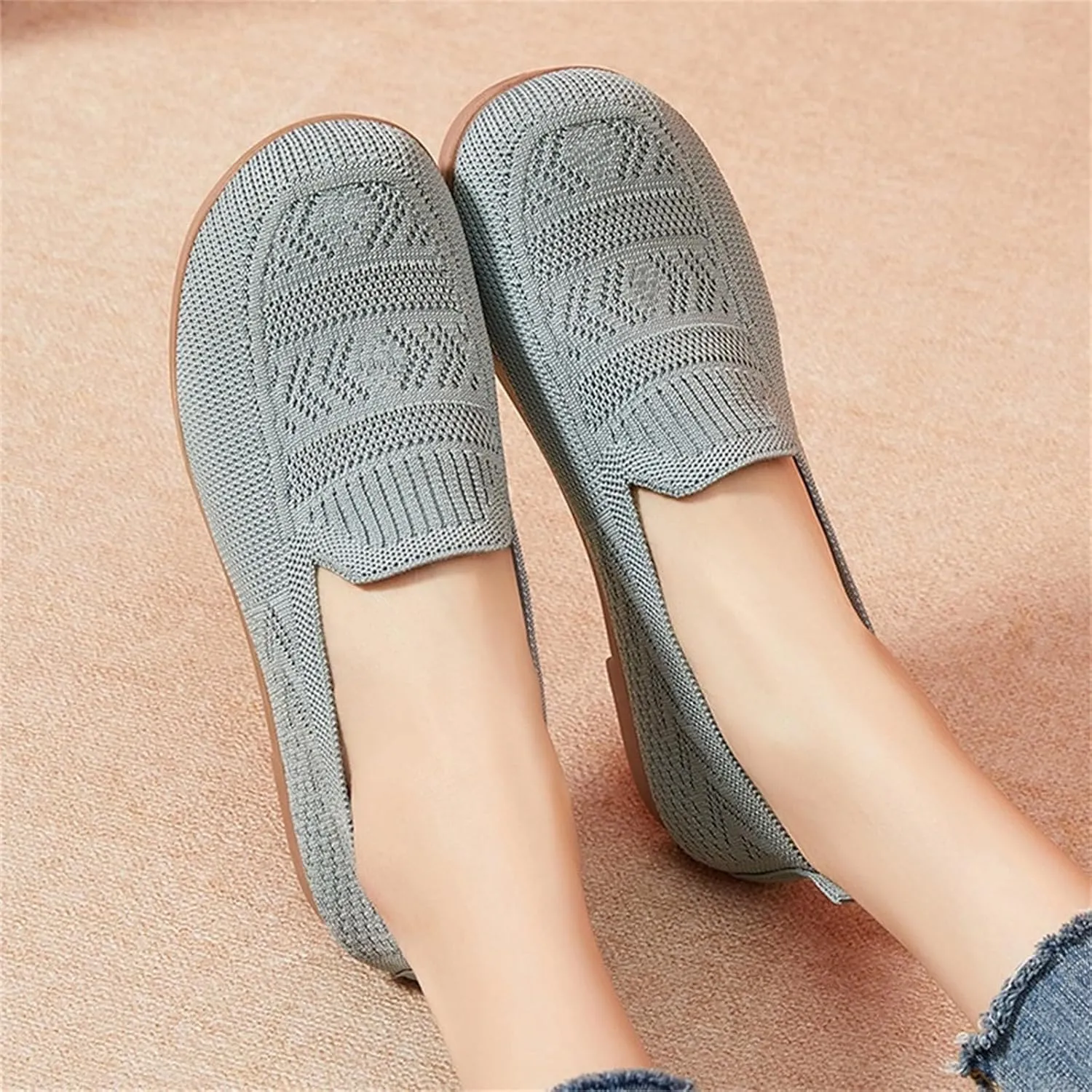 Orthopedic Shoes, Women's Comfortable Breathable Knitted Sneakers, Woven Cut-Out Orthopedic Soft Arch Support Walking Shoes, Slip-On Sneakers for Women