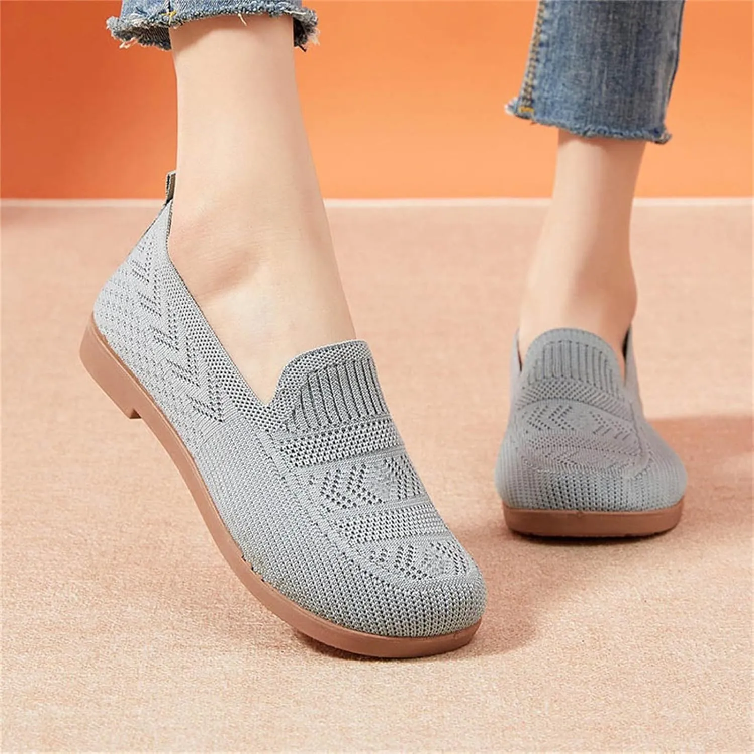 Orthopedic Shoes, Women's Comfortable Breathable Knitted Sneakers, Woven Cut-Out Orthopedic Soft Arch Support Walking Shoes, Slip-On Sneakers for Women