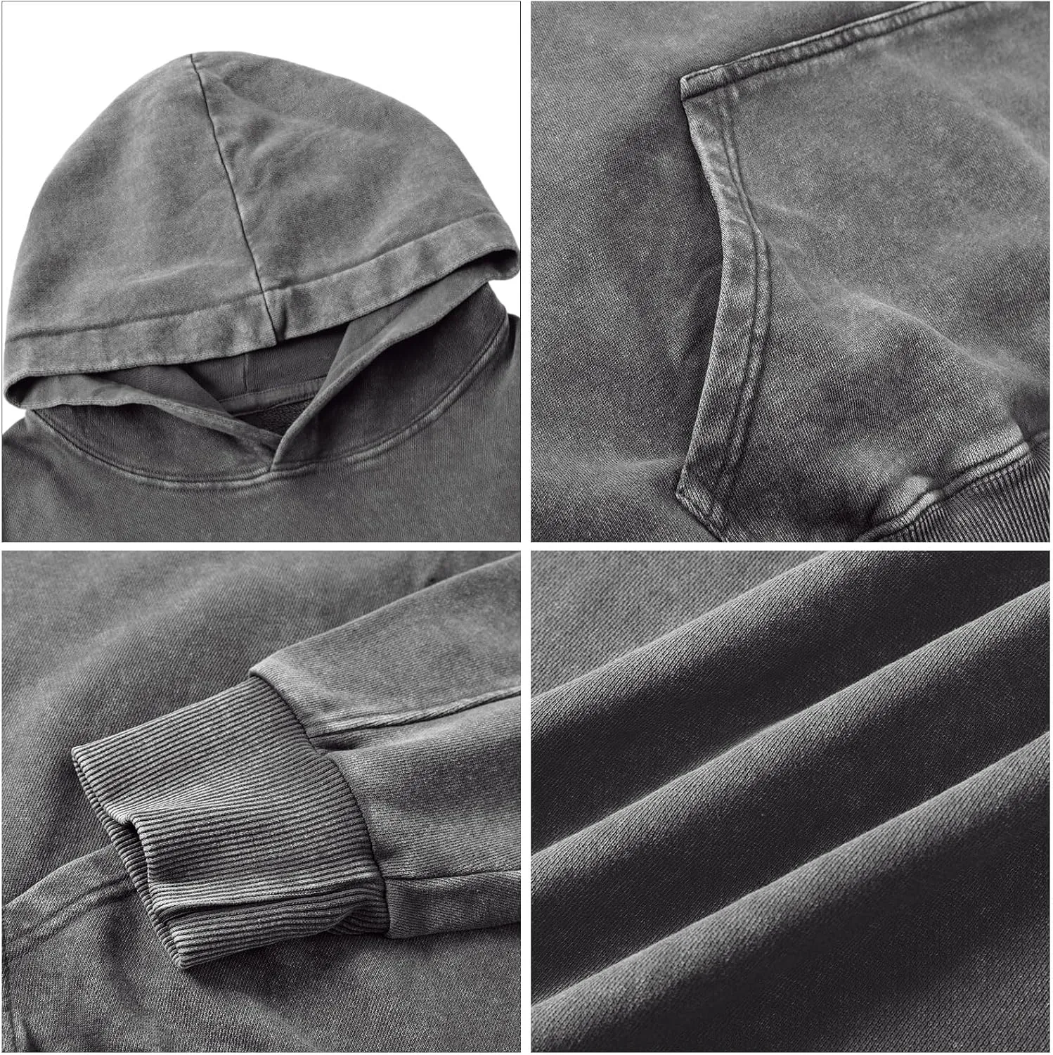 Oversized Acid Wash Vintage Hoodie Men Cotton Heavyweight Baggy Trendy Streetwear Hooded Sweatshirt Basic Pullover