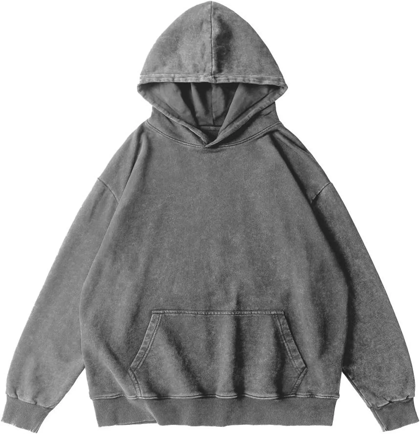 Oversized Acid Wash Vintage Hoodie Men Cotton Heavyweight Baggy Trendy Streetwear Hooded Sweatshirt Basic Pullover