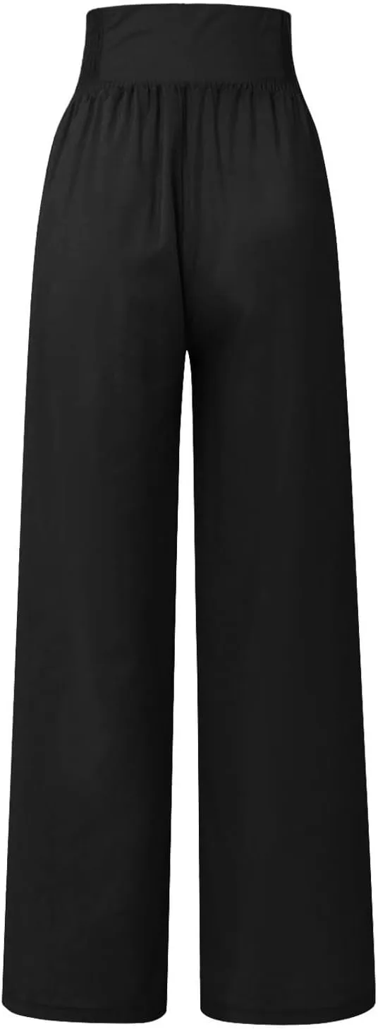 Palazzo Pants For Women Dressy Plus Size Linen Boho Wide Leg Soft Sweapants 2024 Summer Beach Travel Lounge Trouser