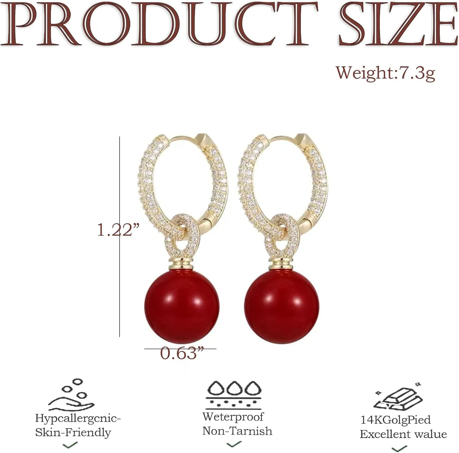 Pearl Earrings for Women 14K Gold Plated Pearl Drop Dangle Earrings with Zircon Hypoallergenic Wedding Bridesmaid Jewelry Elegant Hoop Earrings Trendy Gift