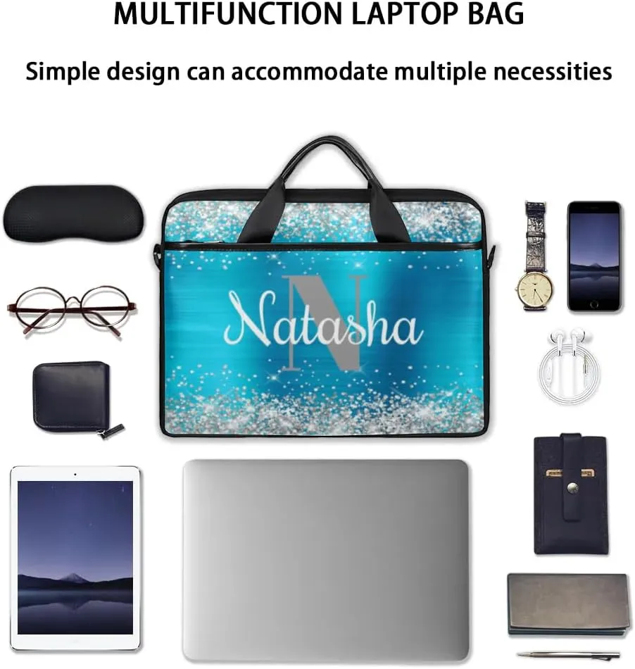 Personalized Glitter Laptop Bag Case Briefcases for Women, Custom Gift Computer Cases for Laptops, Tablet Shoulder Bag