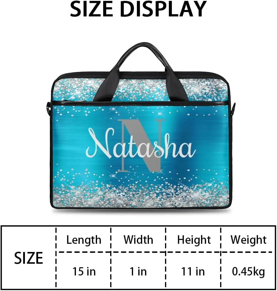 Personalized Glitter Laptop Bag Case Briefcases for Women, Custom Gift Computer Cases for Laptops, Tablet Shoulder Bag