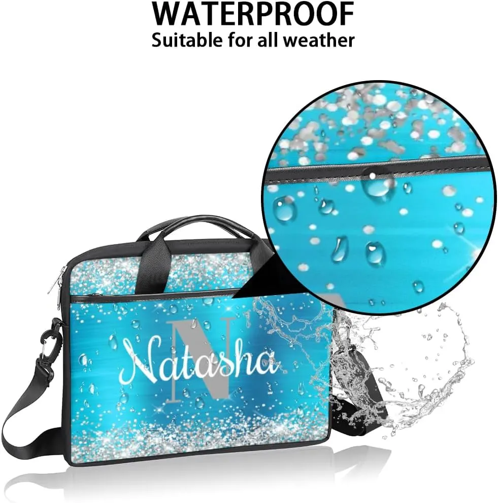 Personalized Glitter Laptop Bag Case Briefcases for Women, Custom Gift Computer Cases for Laptops, Tablet Shoulder Bag
