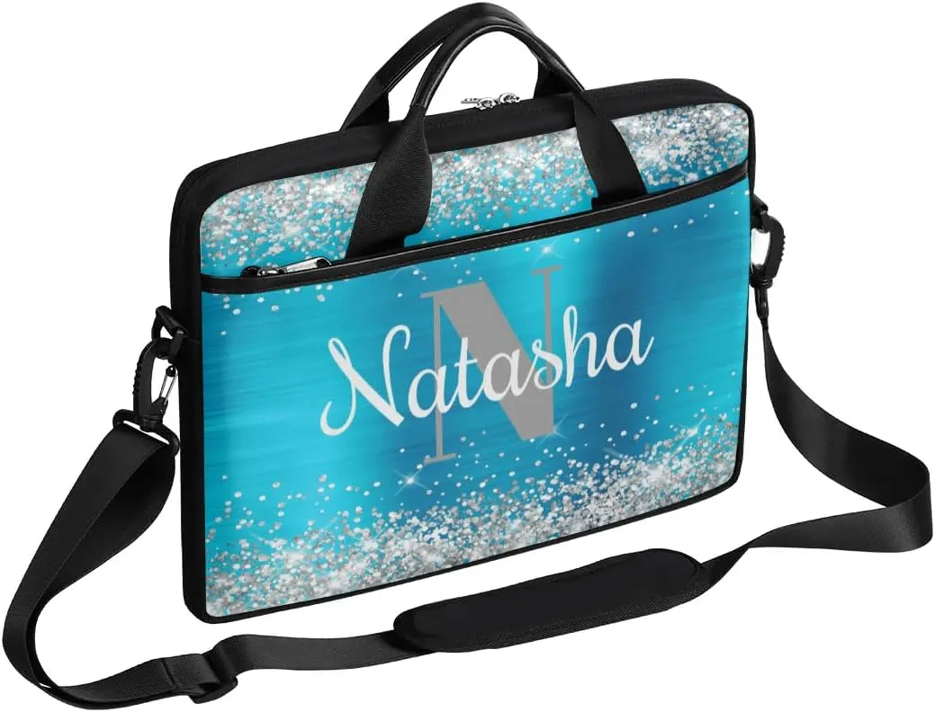 Personalized Glitter Laptop Bag Case Briefcases for Women, Custom Gift Computer Cases for Laptops, Tablet Shoulder Bag