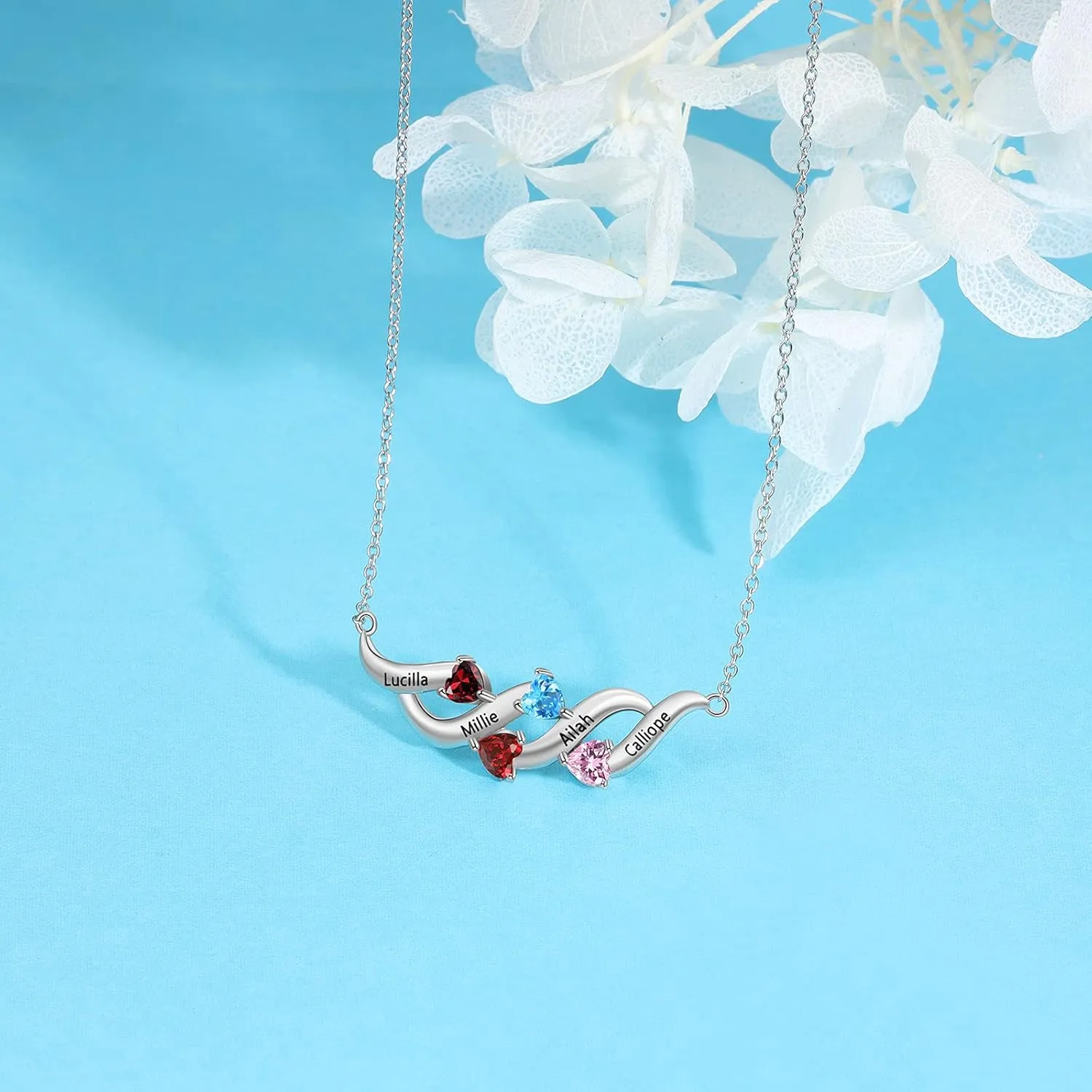 Personalized name necklace with birthstone mothers jewelry gift for her,mom grandma sister engraved jewelry