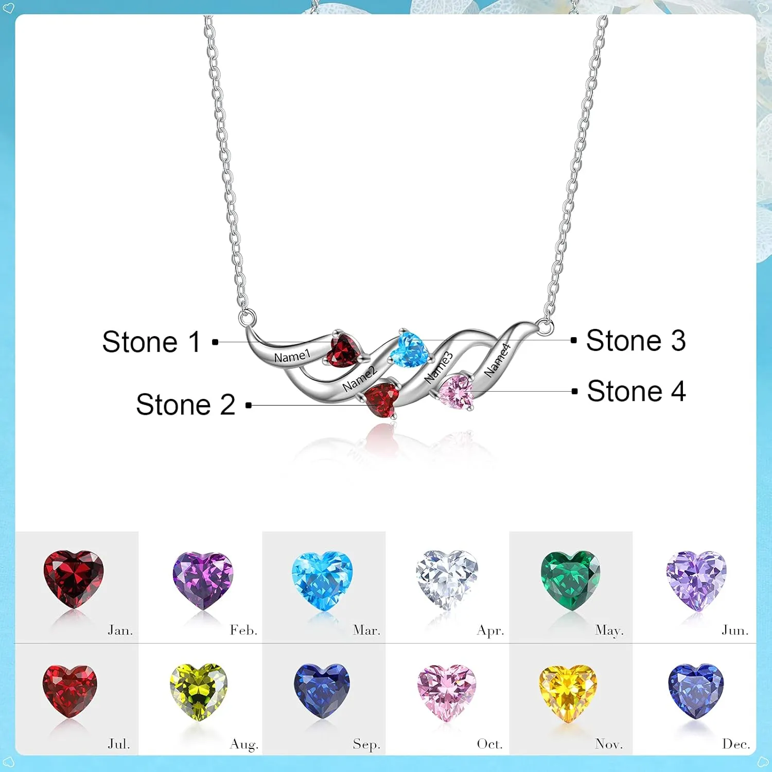 Personalized name necklace with birthstone mothers jewelry gift for her,mom grandma sister engraved jewelry