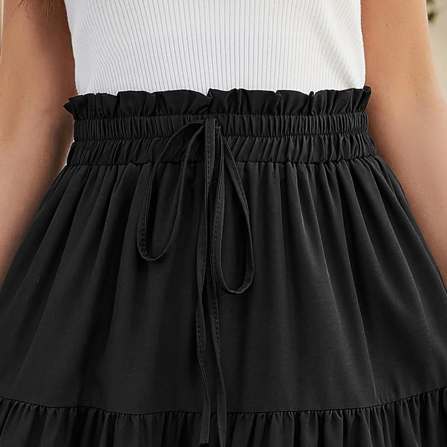 Petite Midi Skirt Maxi Spring Flowy Boho Comfy Tiered Western Pleated Midi Skirts for Women