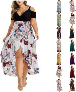 Plus Size Dresses for Women,2023 Summer Elegant Sexy Bodycon Wedding Guest Dress,Trendy Floral Boho Maxi Dress