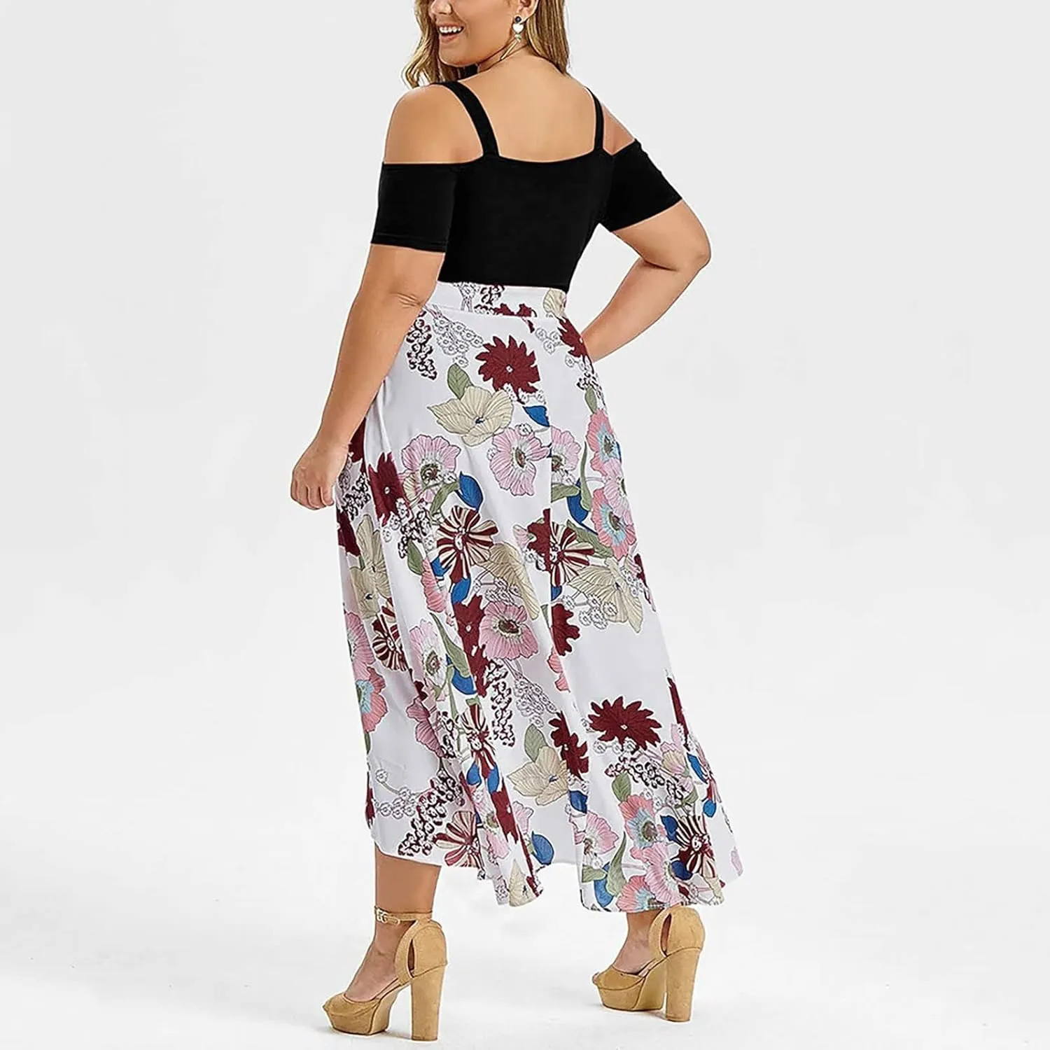Plus Size Dresses for Women,2023 Summer Elegant Sexy Bodycon Wedding Guest Dress,Trendy Floral Boho Maxi Dress