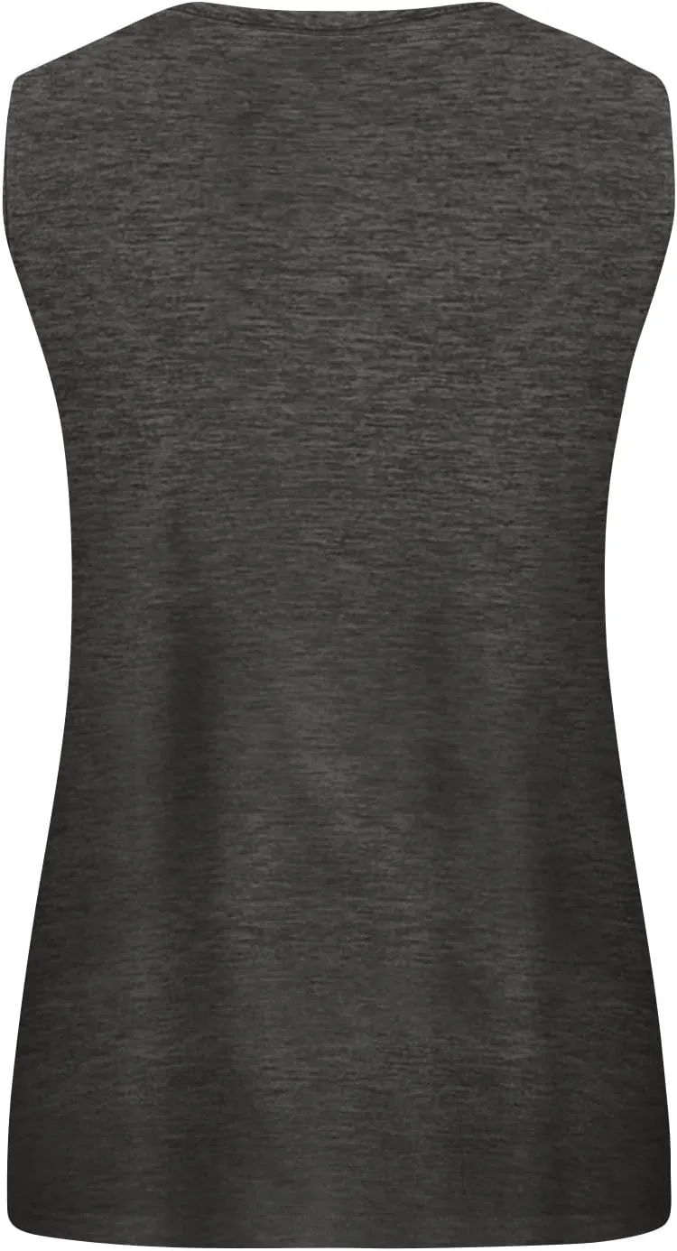 Plus Size Tank Tops for Women Summer Sleeveless O Neck Henley T-Shirts Tops Casual Button Down Tunics Shirts