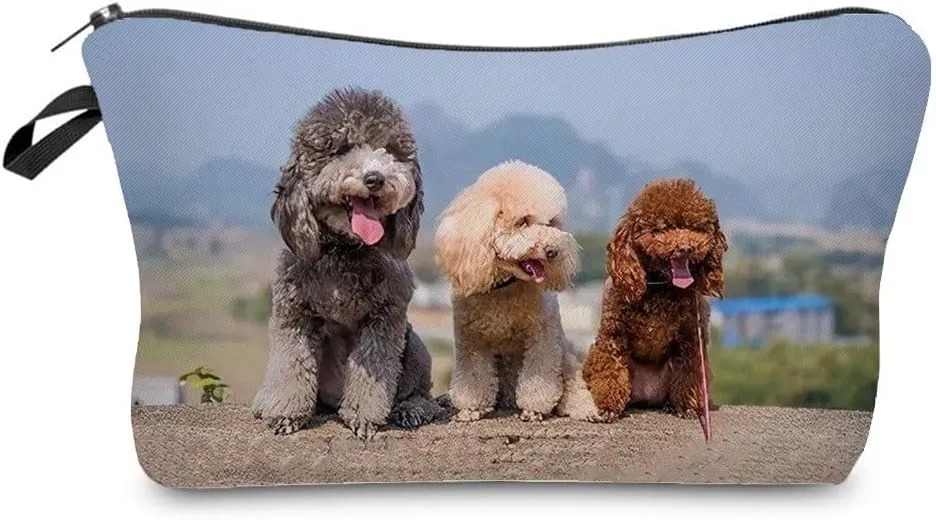 Poodle Dog Cosmetic Bag for Women Cute Small Makeup Bag for Purse Travel Toiletry Zipper Pouch for Girls Gift for Dog Lovers Poodle Dog Makeup Bag for Her