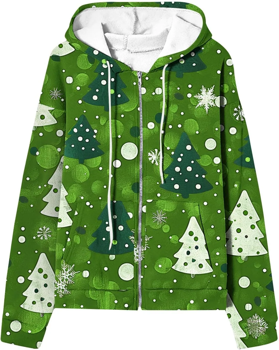 Quilted Jackets for Women Casual Christmas Print Winter Coats Full Zip Hoodies Long Sleeve Sweatshirt with Pockets
