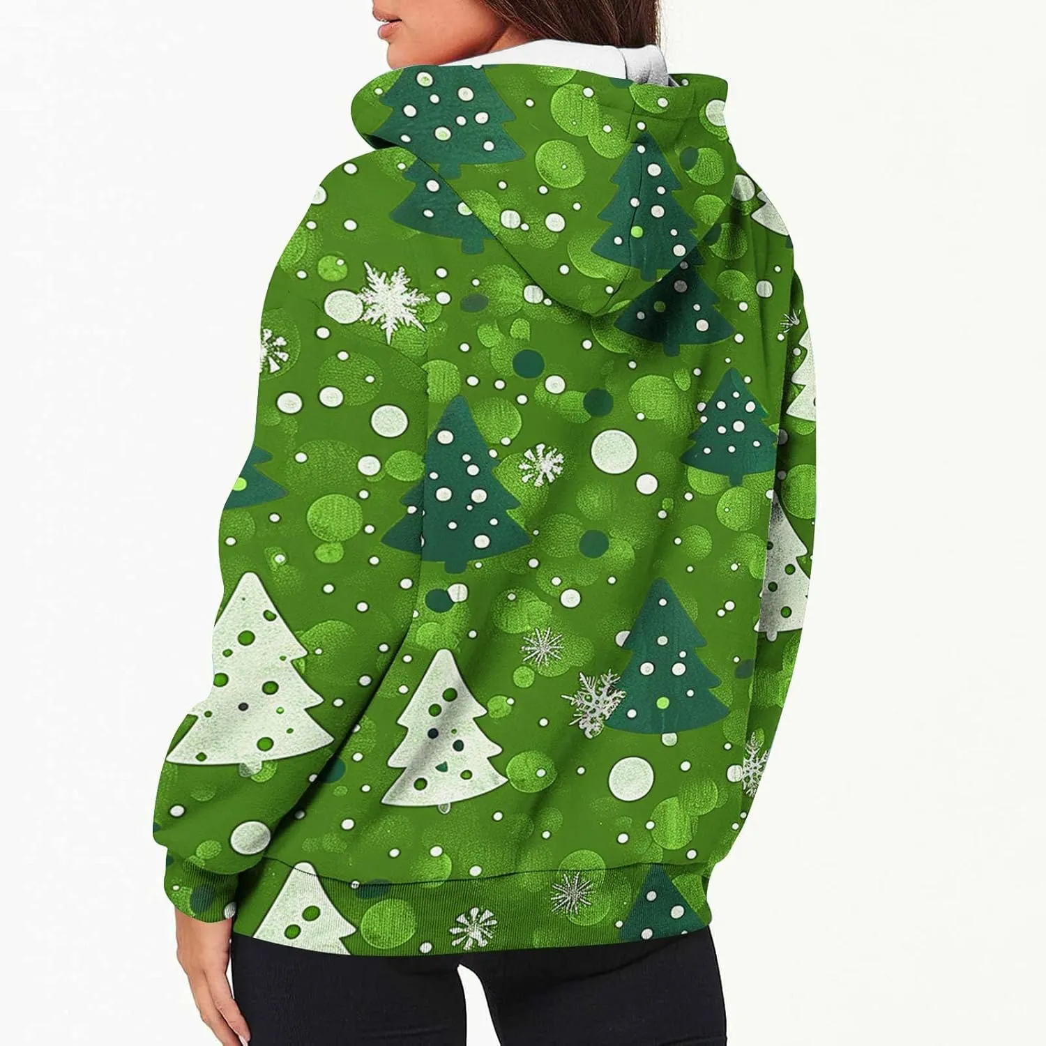 Quilted Jackets for Women Casual Christmas Print Winter Coats Full Zip Hoodies Long Sleeve Sweatshirt with Pockets