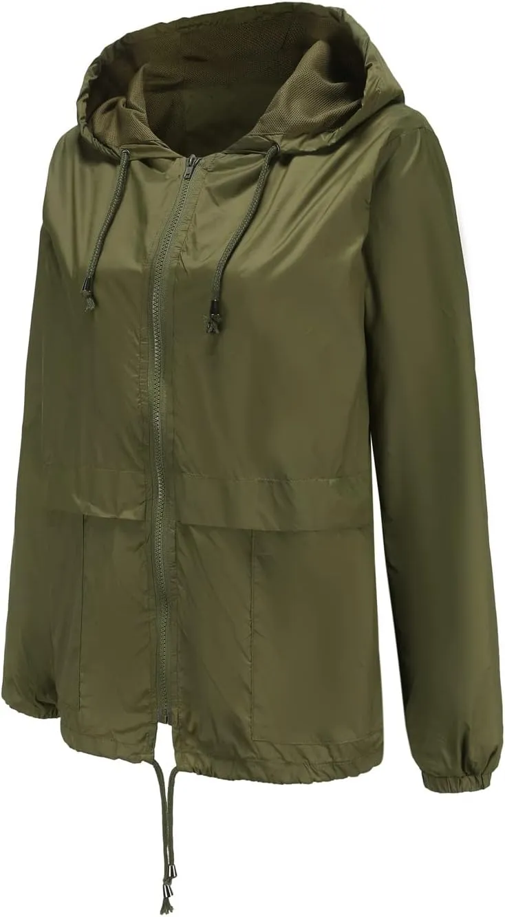 Rain Jackets for Women Lightweight Waterproof Raincoat with Hood Packable Active Outdoor Windbreaker