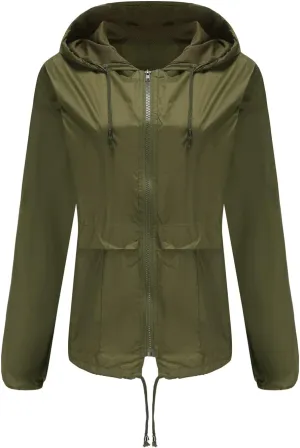 Rain Jackets for Women Lightweight Waterproof Raincoat with Hood Packable Active Outdoor Windbreaker