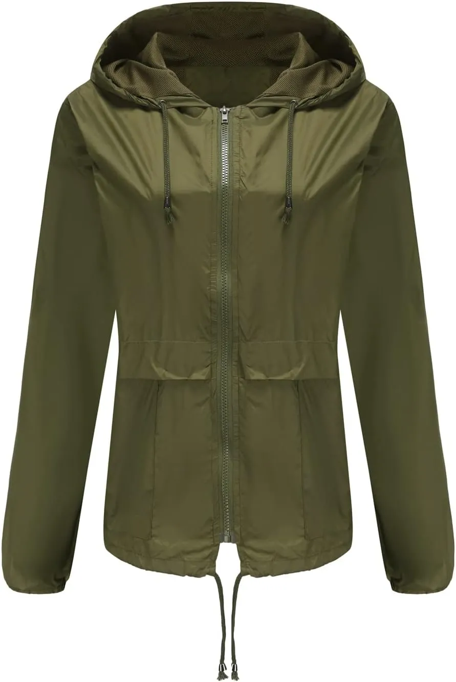 Rain Jackets for Women Lightweight Waterproof Raincoat with Hood Packable Active Outdoor Windbreaker