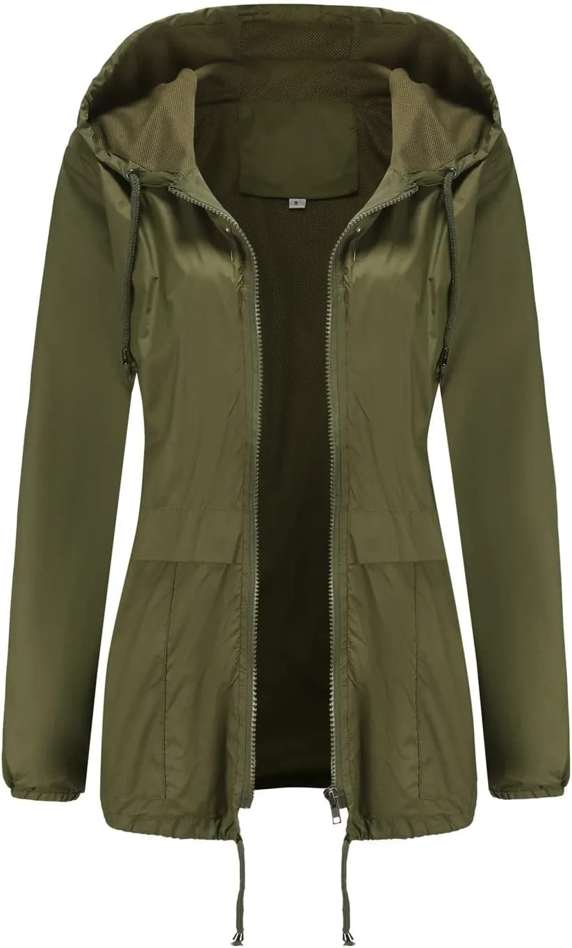Rain Jackets for Women Lightweight Waterproof Raincoat with Hood Packable Active Outdoor Windbreaker