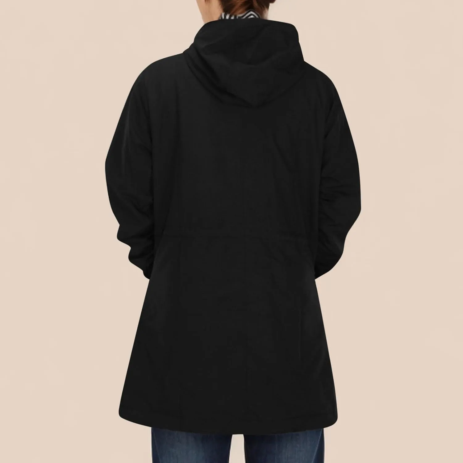 Raincoats for Women with Hood Waterproof Long Hooded Trench Coat Lined Windbreaker Travel Jacket Outdoor Raincoat Coat
