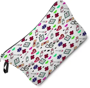 Red Cross Medical Supply Cosmetic Bag Cute Small Nurse Makeup Organizer Zipper Pouch Graduation Present for Nurse Doctor Assistants Women