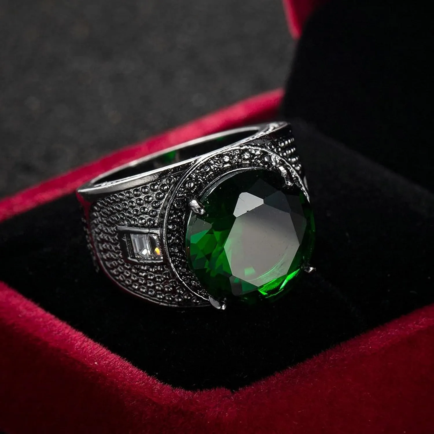 Ring Jewelry Simple, Black Rings Cubic Zirconia Silver-Plated-Base Simple Size Western Jewelry Armoire