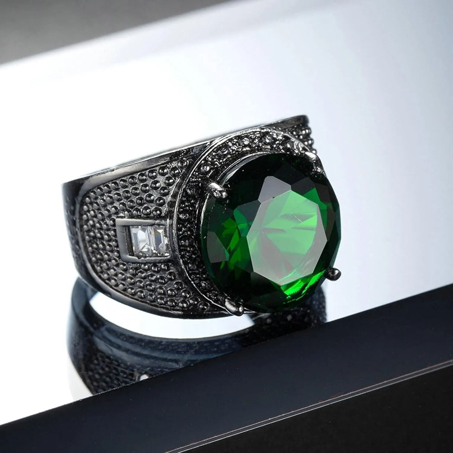 Ring Jewelry Simple, Black Rings Cubic Zirconia Silver-Plated-Base Simple Size Western Jewelry Armoire