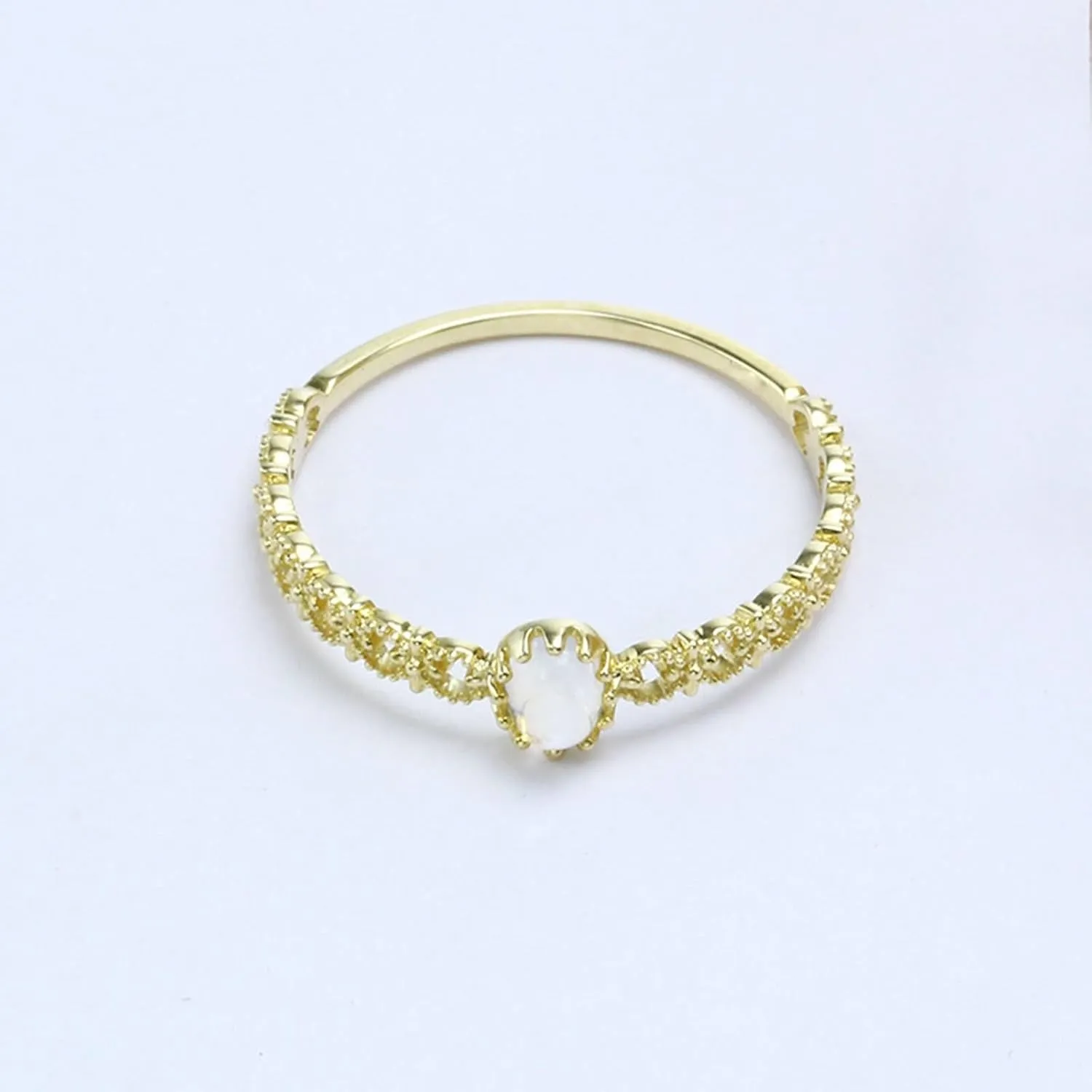 Ring Jewelry Women, 18K Rings Moonstone Stackable Knuckle for Women bff Auntie New Year Jewelry