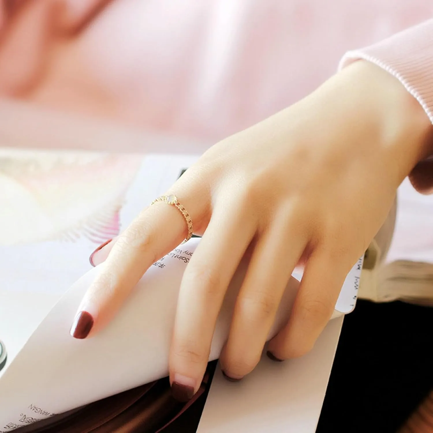 Ring Jewelry Women, 18K Rings Moonstone Stackable Knuckle for Women bff Auntie New Year Jewelry