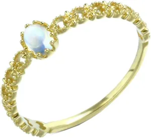 Ring Jewelry Women, 18K Rings Moonstone Stackable Knuckle for Women bff Auntie New Year Jewelry