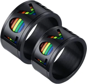 Ring Punk Men, Rotating Lgbt Love Couple Jewelry Rings, Stainless Steel Wedding Rings Party Jewelry