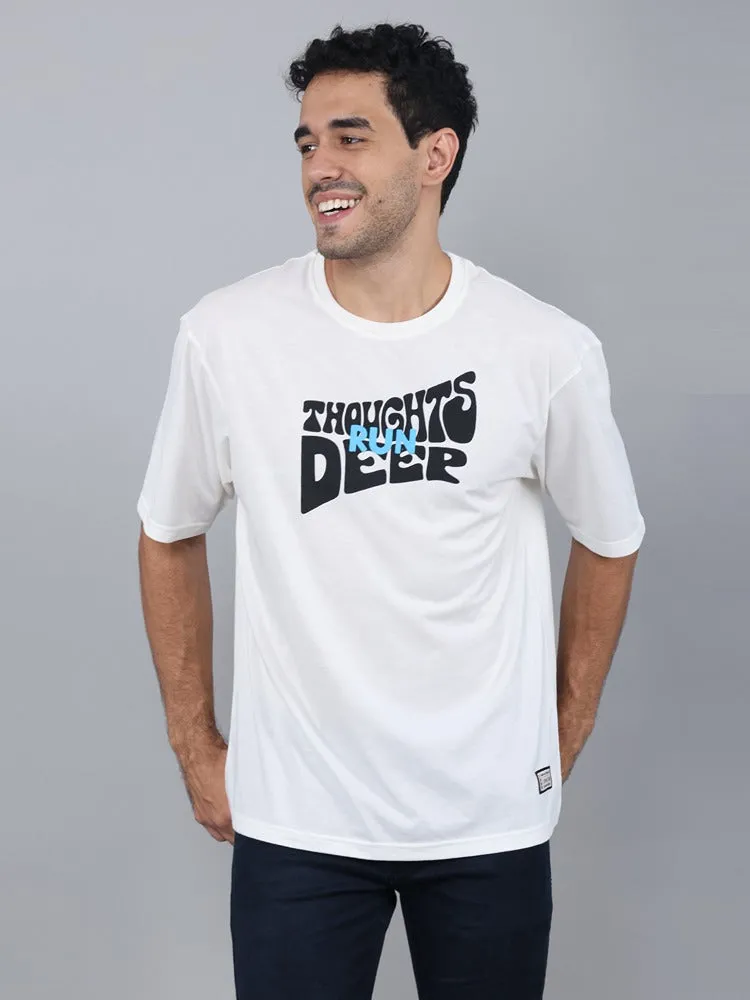 Run Deep Thoughts Printed Oversized T-shirt