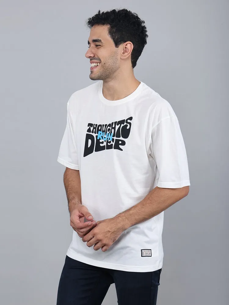 Run Deep Thoughts Printed Oversized T-shirt
