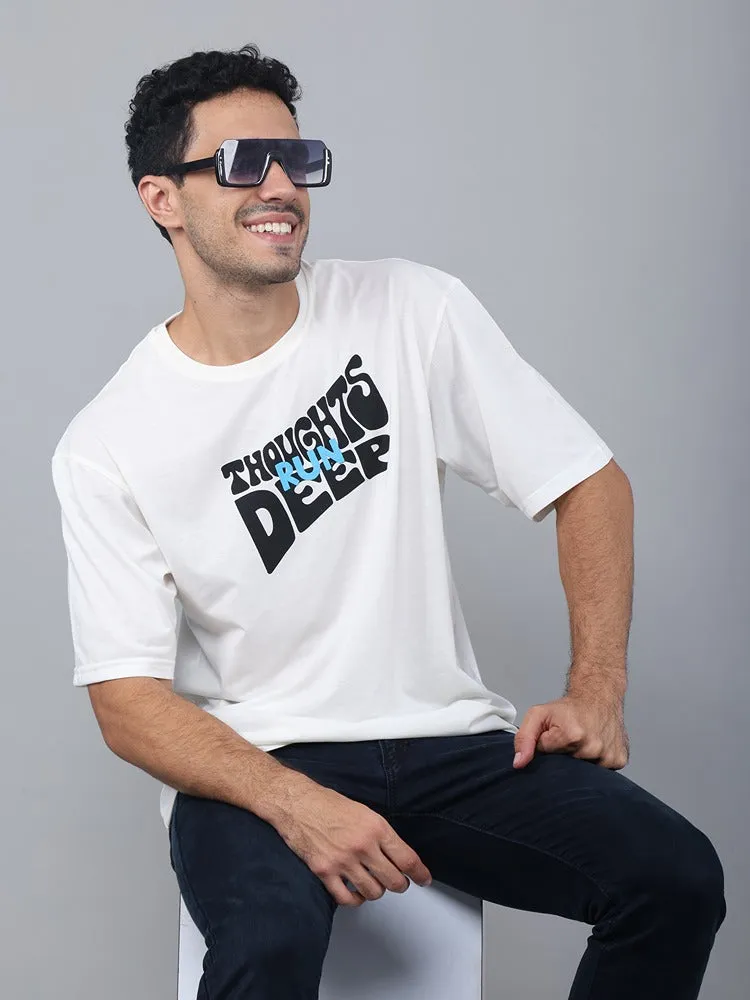 Run Deep Thoughts Printed Oversized T-shirt