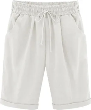 Rvidbe Women Shorts with Pockets, Summer Shorts for Women 2024 Vacation, Bermuda Shorts for Women Knee Length Drawstring SweatShorts Athletic Workout Shorts Casual Jogger Shorts with Pockets