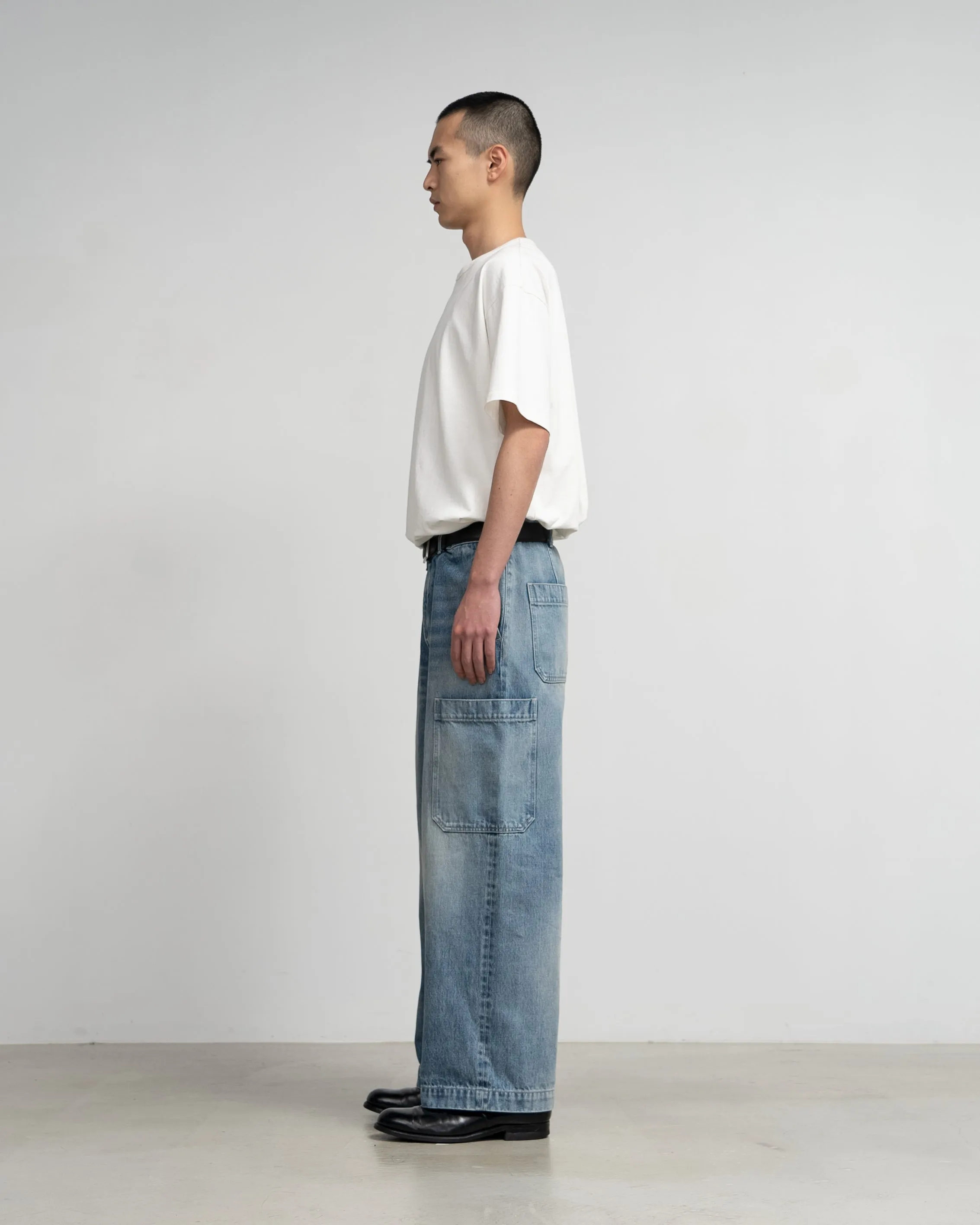 Selvage Denim Cargo Pants-LIGHT FADE-