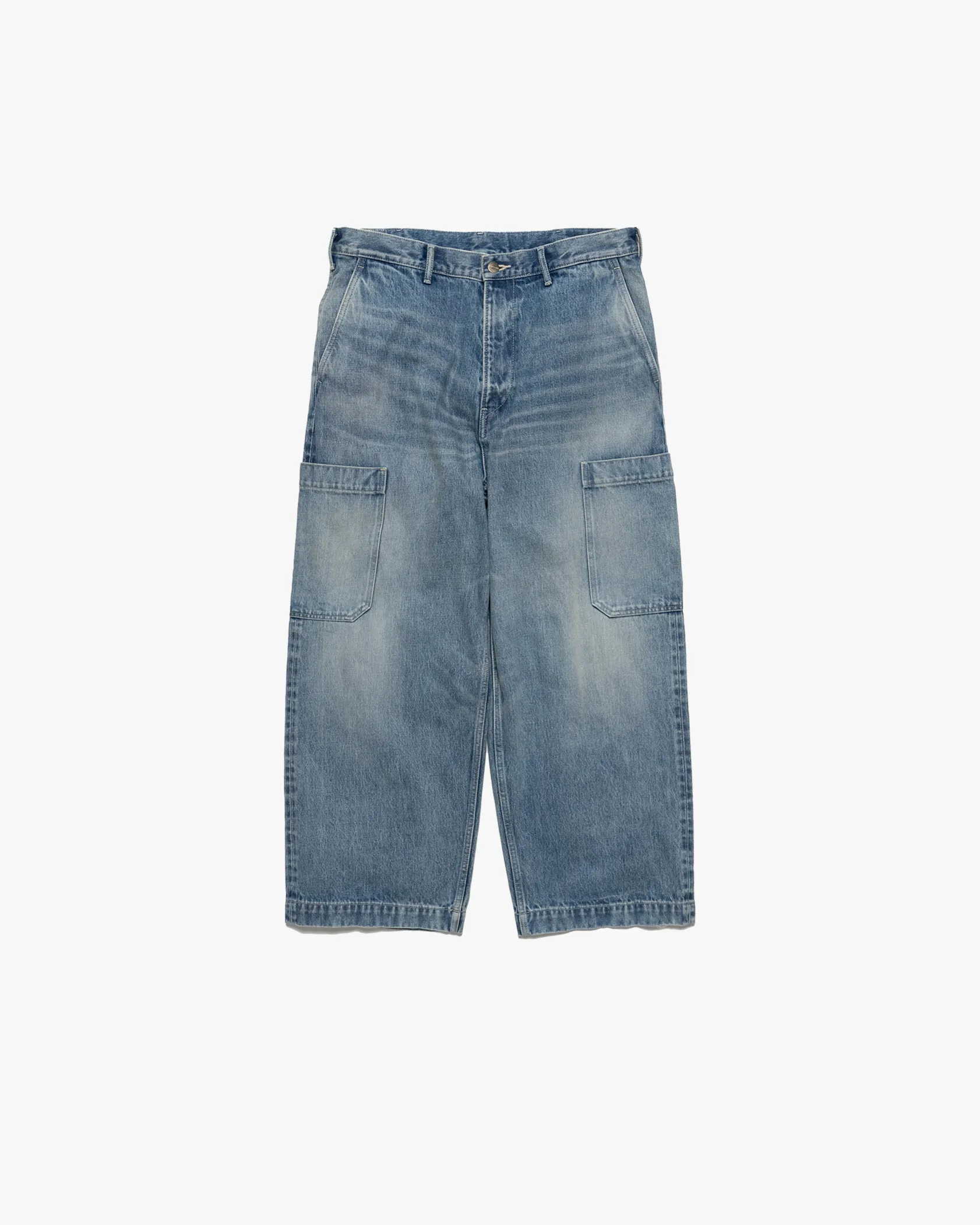 Selvage Denim Cargo Pants-LIGHT FADE-