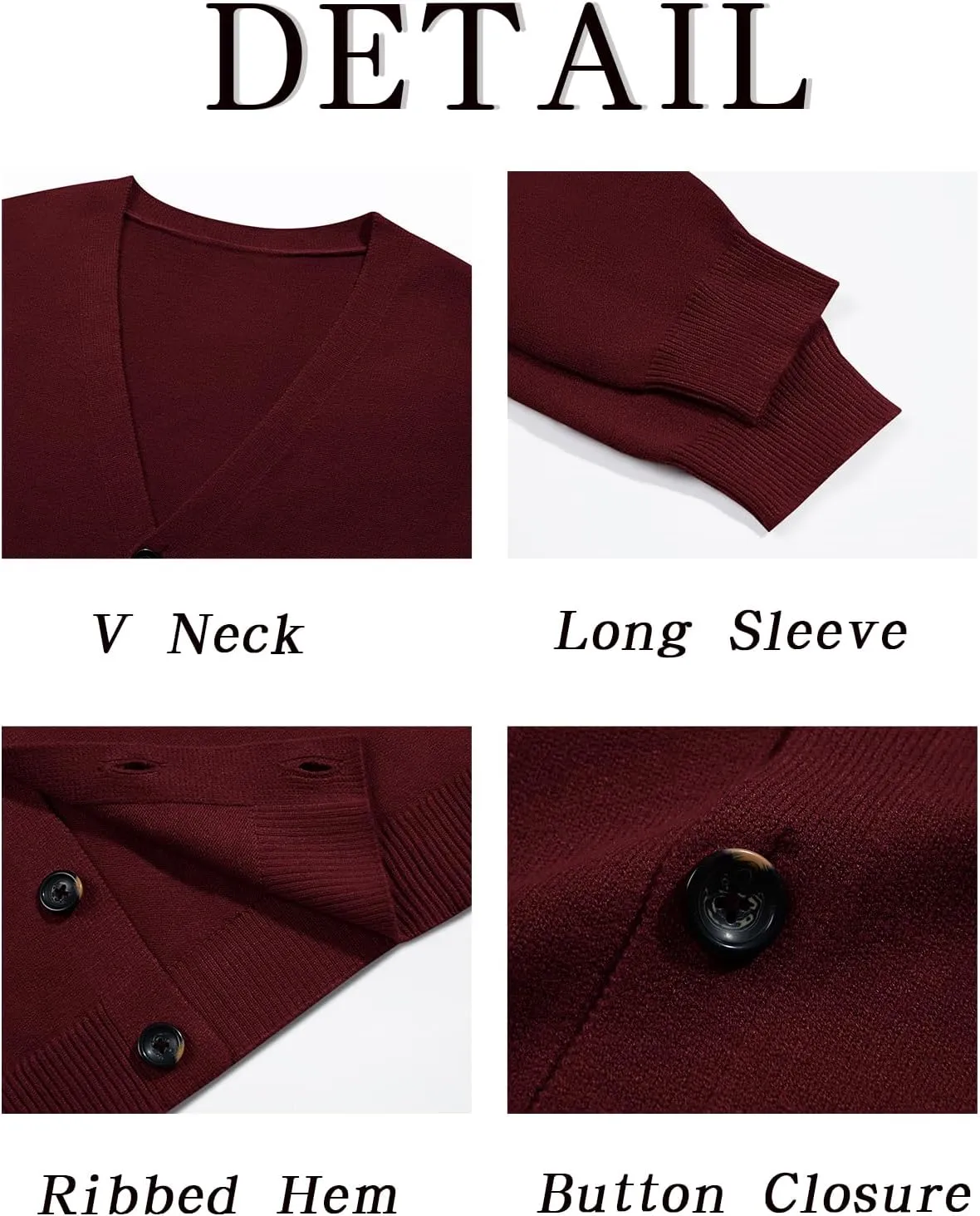 Shanfetl Men's Lightweight Cardigan Sweater Single-Breasted V-Neck Knitted Cardigans