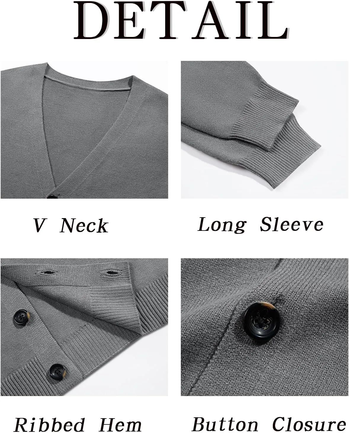 Shanfetl Men's Lightweight Cardigan Sweater Single-Breasted V-Neck Knitted Cardigans