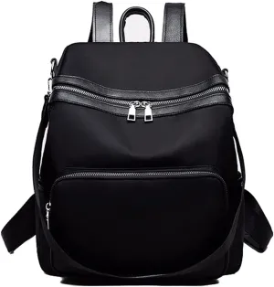 Simple Women Autumn And Winter Ladies Backpack Oxford Cloth Multi-functional Leisure Backpac (Black)