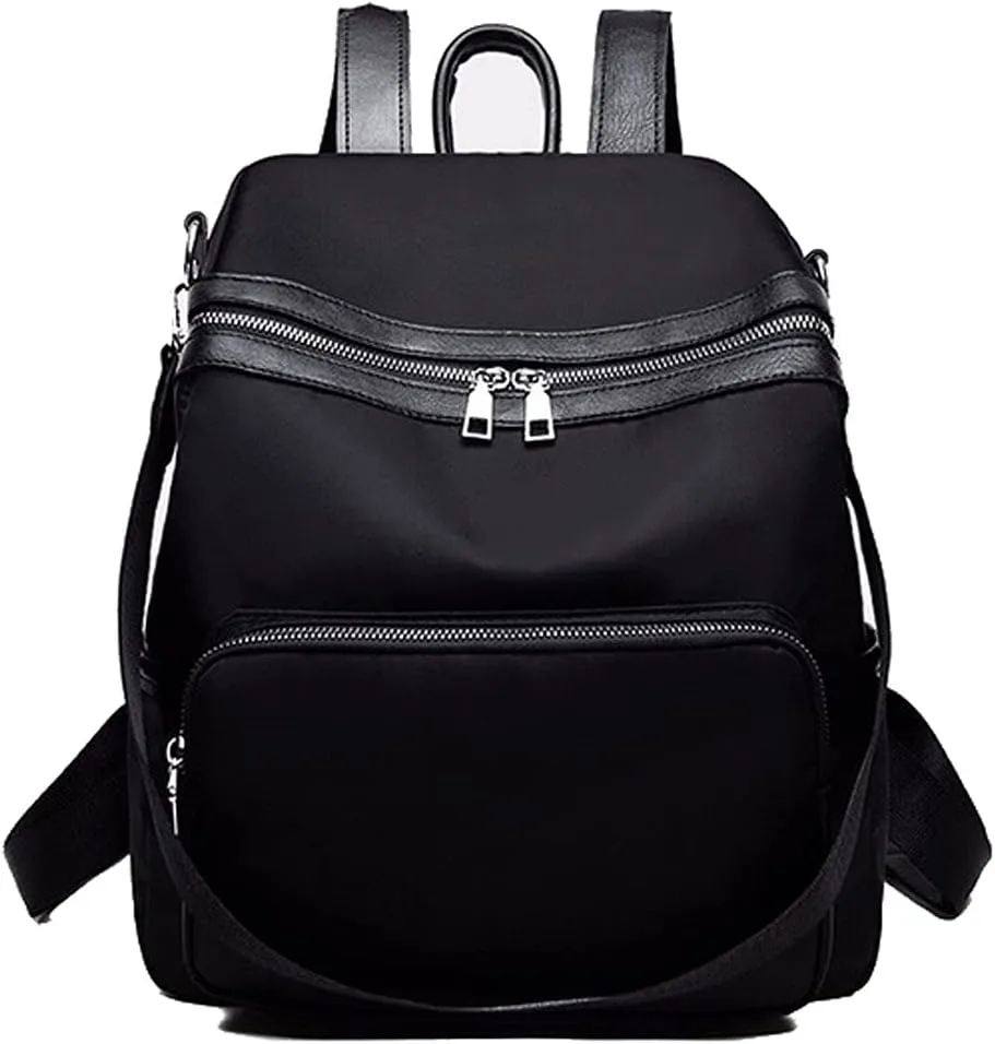 Simple Women Autumn And Winter Ladies Backpack Oxford Cloth Multi-functional Leisure Backpac (Black)
