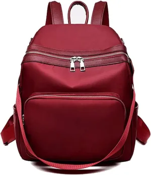 Simple Women Autumn And Winter Ladies Backpack Oxford Cloth Multi-functional Leisure Backpac (Red)