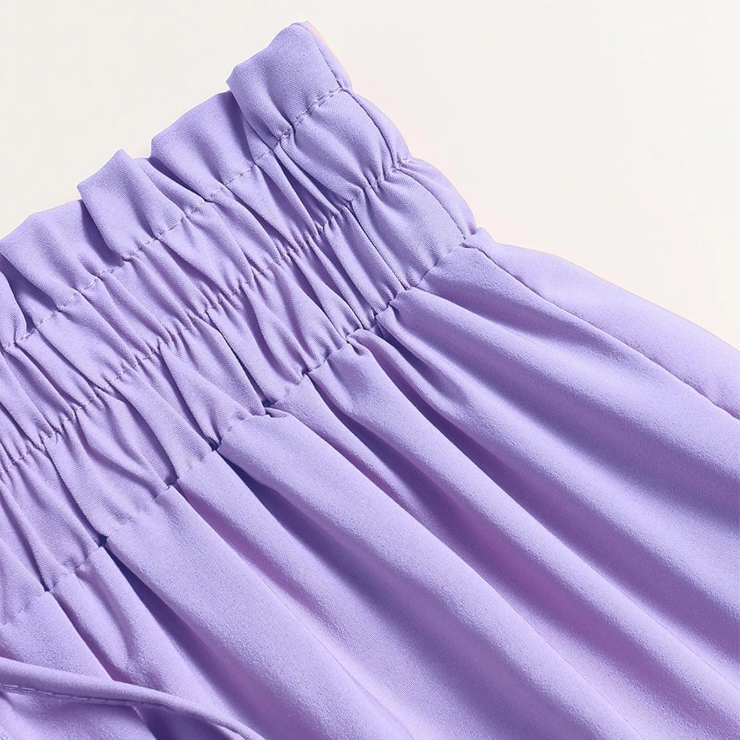 Skirts for Women Summer Drawstring High Waist Midi Skirt Loose Aline Solid Color Tiered Ruffle Knee Length Skirt