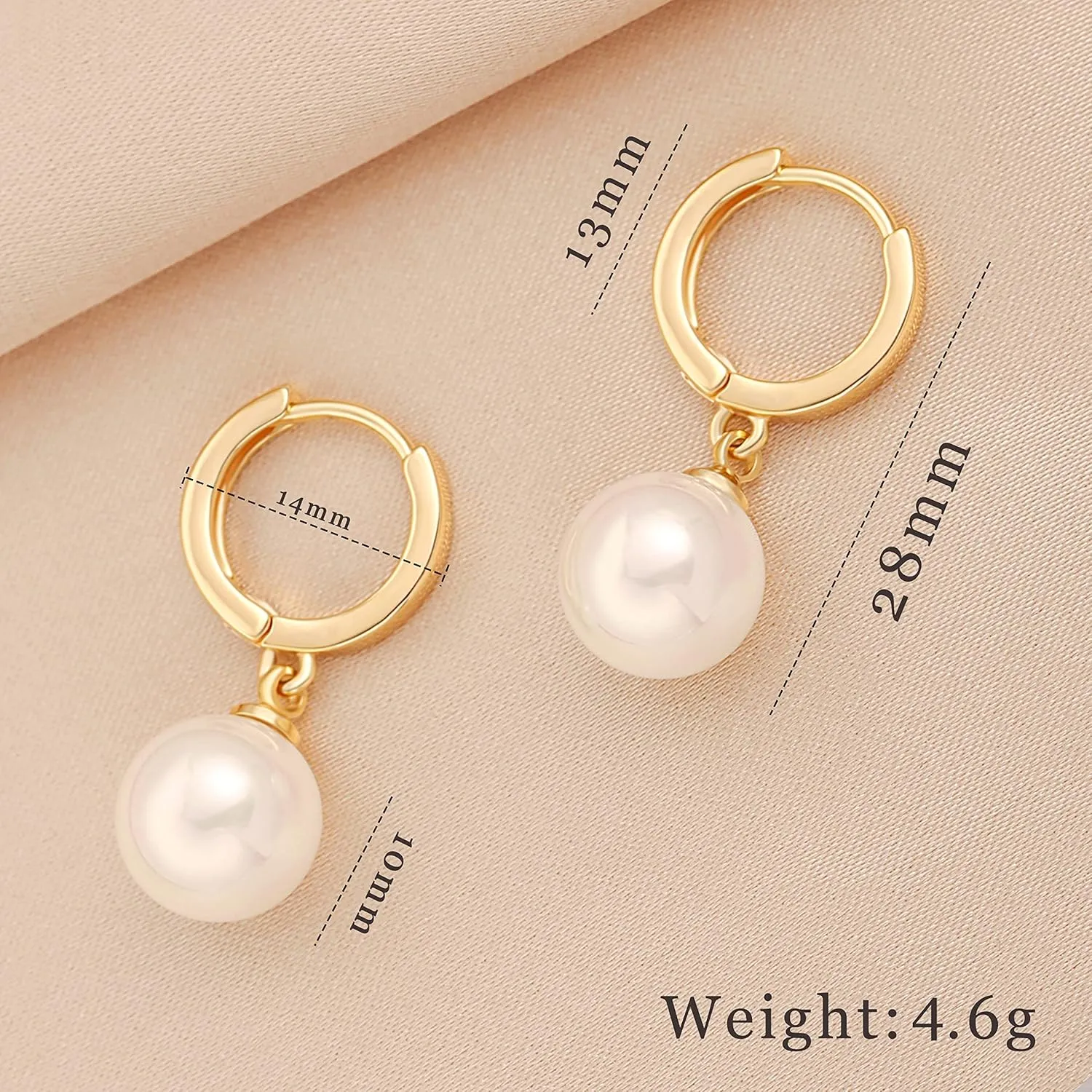 Small Gold Huggie Hoop Earrings Shell Pearl Drop Dangle Post Earrings Hanging Lightweight Handmade Jewelry for women