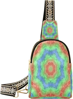 Small Sling Bag Waist Packs Leather Crossbody Packs Chest Bag Mandala for Women Travel Belt Purse